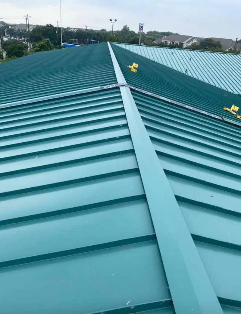 Green commercial metal roof ridge and valley for Metal Roof Repair in Fair Lawn